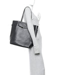 Calfskin Voyou Medium North South Tote Black