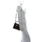 Grainy Calfskin Small Rockstud Alcove Top-Handle Flap Bag Black