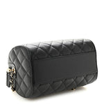 Caviar Quilted Barrel Clutch With Chain Black