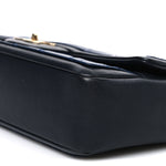 Calfskin Quilted Medium Graphic Flap Blue Black