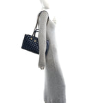 Aged Calfskin Quilted Medium Coco Handle Shopping Tote Navy