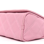 Grained Calfskin Quilted Double Stitched Small The Status Shoulder Bag Pink