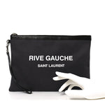 Linen Canvas Rive Gauche Zipped Pouch Black