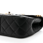 Lambskin Quilted Small Coco Clips Single Flap Black