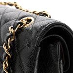 Caviar Quilted Small Double Flap Black