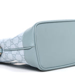GG Supreme Monogram Textured Dollar Calfskin Web Small Ophidia Bucket Shoulder Bag Dusty Blue