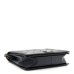 Calfskin Double Stitch Large Boy Flap Navy Blue