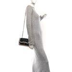 Shiny Lambskin Quilted Half Mini Flap Black Beige