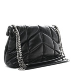 Lambskin Quilted Small Loulou Puffer Monogram Chain Satchel Black
