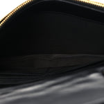Calfskin Matelasse Chevron Monogram Envelope Chain Wallet Black