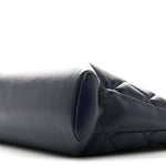 Shiny Crumpled Calfskin Quilted Mini 31 Shopping Bag Navy Blue
