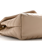Calfskin Y Quilted Monogram Small Loulou Chain Satchel Dark Beige