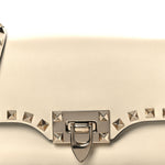Vitello Small Rockstud Flip Lock Crossbody Bag Light Ivory