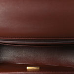 Lambskin Quilted Mini Top Handle Rectangular Flap Dark Brown