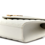 Grain De Poudre Textured Mixed Matelasse Medium Triquilt Monogram Satchel Crema Soft