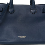 Derby Calfskin House Check Medium Banner Tote Ink Blue