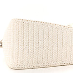 Yarn Raffia Effect Crochet Triangle Shoulder Bag White