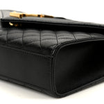 Grain De Poudre Textured Mixed Matelasse Triquilt Medium Monogram Satchel Black
