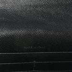 Grain De Poudre Matelasse Chevron Monogram Envelope Chain Wallet Black