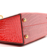 Shiny Alligator Horseshoe Mini Kelly Sellier 20 Rouge de Coeur Rose Mexico