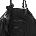 Pebbled Calfskin Small Soho Shoulder Bag Black