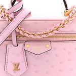Ostrich Vanity Chain Pouch Pink