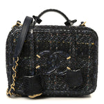 Tweed Snakeskin Quilted Medium CC Filigree Vanity Case Dark Navy