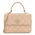 Lambskin Quilted Small Trendy CC Dual Handle Flap Bag Beige