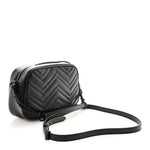 Calfskin Matelasse Monochrome Small GG Marmont Chain Shoulder Bag Black
