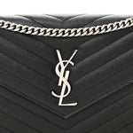 Grain De Poudre Matelasse Chevron Monogram Chain Wallet Black
