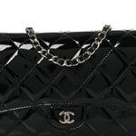 Patent Quilted Wallet On Removable Chain WOC Black