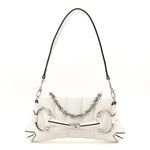 Nappa Vertical Matelasse Small Maxi Horsebit Chain Shoulder Bag Great White