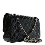 Patent Quilted Medium Double Flap Black