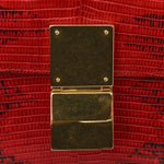 Lizard Medium Classic Box Flap Bag Ruby