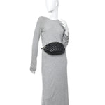 Crumpled Glazed Lambskin Quilted Waist Bag Fanny Pack Black