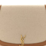 Canvas Calfskin Mini Voltaire Top Handle Bag Natural Tan