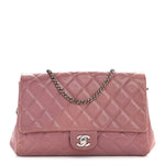 Caviar Quilted Clutch With Chain Flap Purple