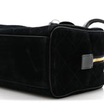 Suede Calfskin Large Perfect Bowling Bag Black