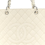 Caviar Quilted Grand Shopping Tote GST White
