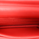 Grained Calfskin Quilted CC Box Wallet On Chain WOC Red