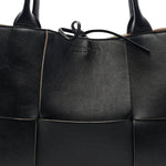 Nappa Maxi Intrecciato Medium Arco Tote Black Tan