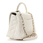 Caviar Quilted Small Chain Coco Handle Flap White