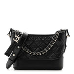 Aged Calfskin Quilted Small Gabrielle Hobo Black