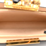 Calfskin Crocodile Embossed Knuckle Flat Clutch Black Gold