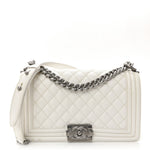 Caviar Quilted Medium Boy Flap White