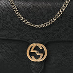 Dollar Calfskin Interlocking G Shoulder Bag Black