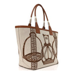 H Plume Canvas Swift Printed Fantaisie d'Etriers Steeple 28 Bag Fauve Ecru Beige Gold