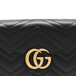 Calfskin Matelasse GG Marmont Chain Wallet Black
