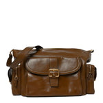 Shiny Calfskin Large Double Carry Camera Bag Dark Khaki