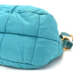 Tessuto Nylon Chevron Quilted Shoulder Bag Turchese